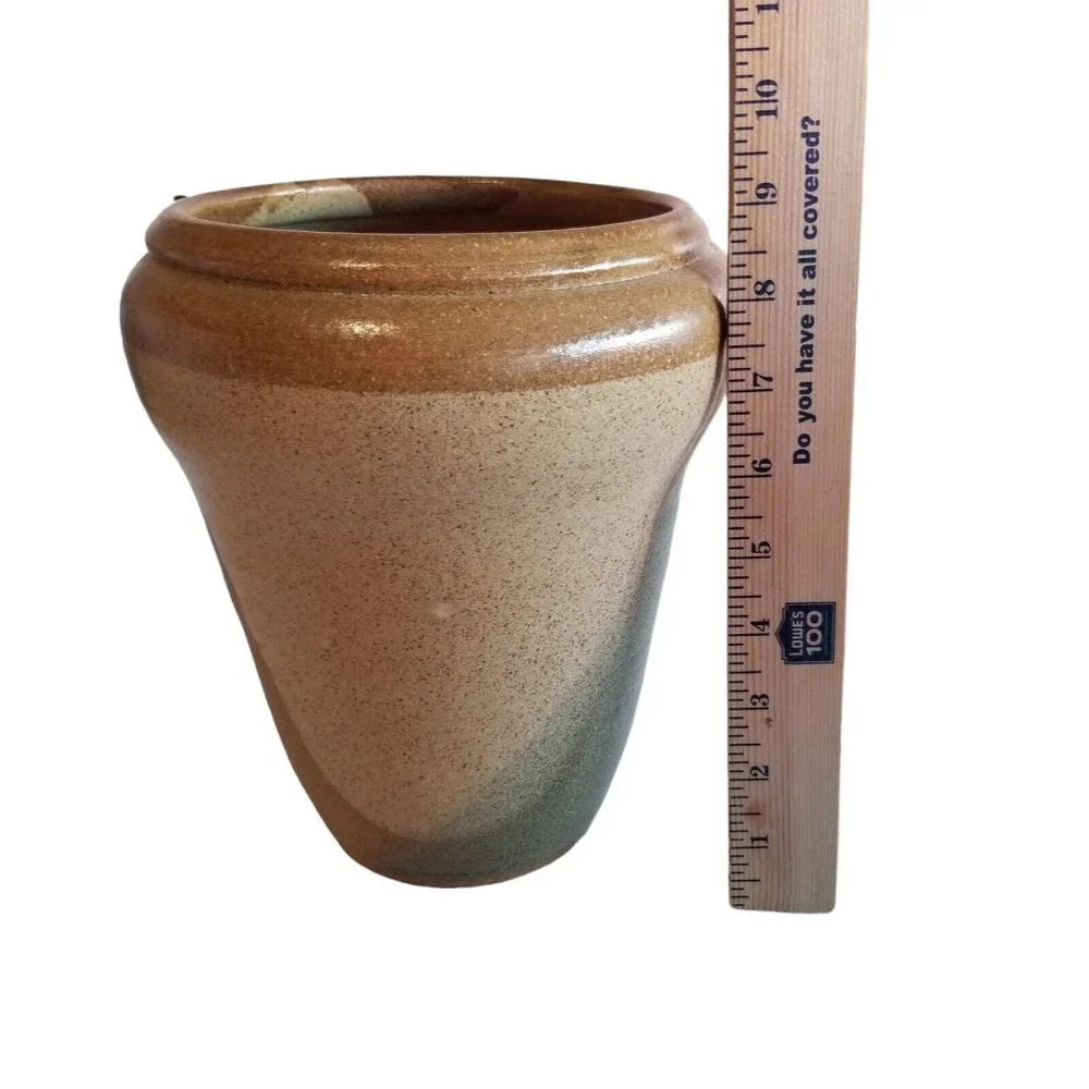 Vintage Studio Pottery Vase Pot Planter Dipped Layered Glaze Signed Decorative